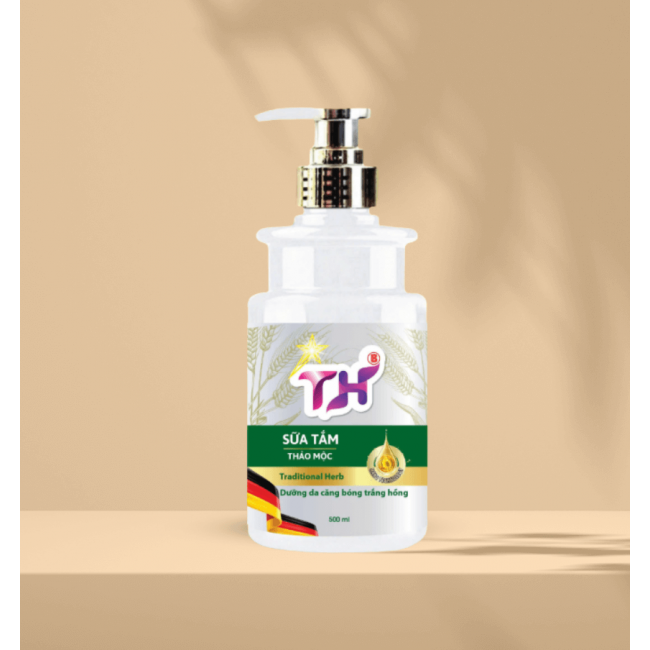 Sữa tắm thảo mộc TH 500ml Chai Pét tròn trắng mới